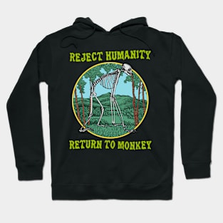 Reject Humanity Return To Monkey - Colorful Retro Illustration Hoodie